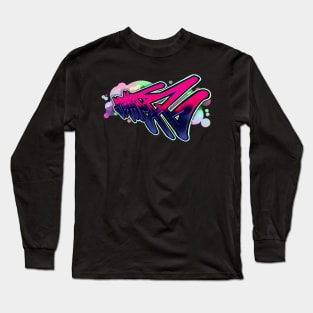 FIGHTER - Street Art Style Text in Pink and Purple Long Sleeve T-Shirt